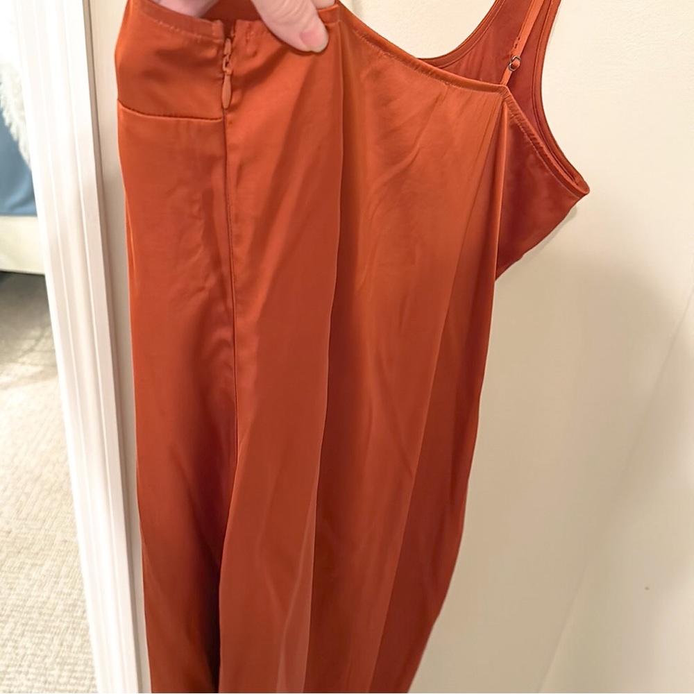Abercrombie & Fitch | Satin Slip Midi Dress Burnt Orange – Size M NWT - Picture 8 of 11